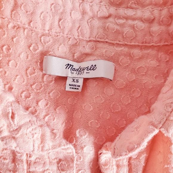 MADEWELL Market Popover Peach Swiss Dot Top XS - Picture 3 of 9